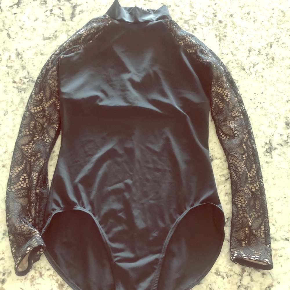 Black Bodysuit with Lace Detail